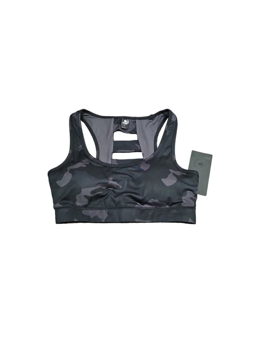 90 Degree Sports Bra S Black Grey Camo